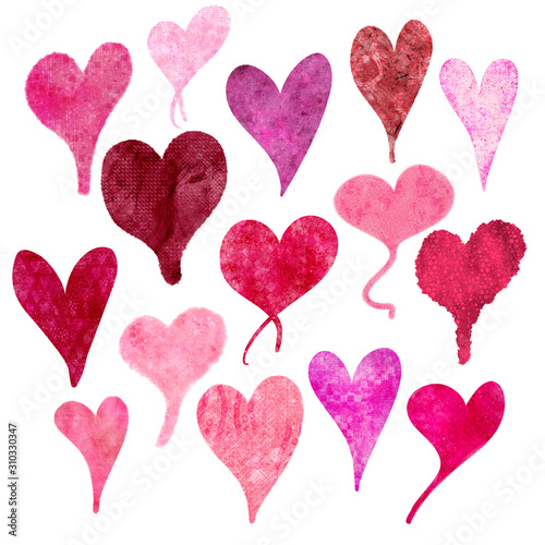 Collection of Fifteen Abstract Imperfect Heart Shapes