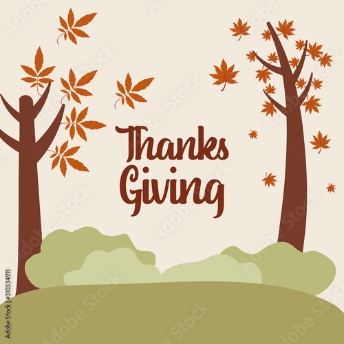 trees and shrubs of thanksgiving day vector design