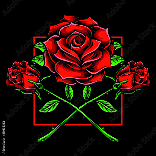 rose flower vector with leaf