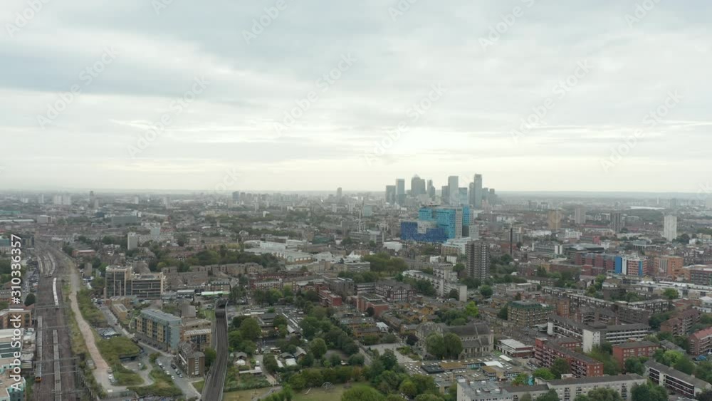 4k Aerial Scenic View Moving Over the City of London Heading Toward Canary Wharf 4k Aerial Scenic View Moving Over the City of London Heading Toward Canary Wharf