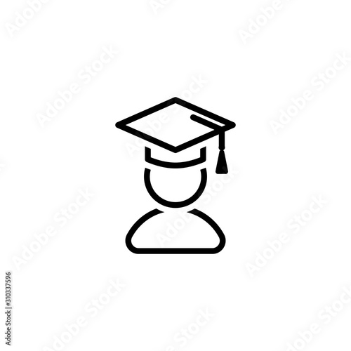 Vector education icon of a bachelor in a cap for online education, universities, schools etc.