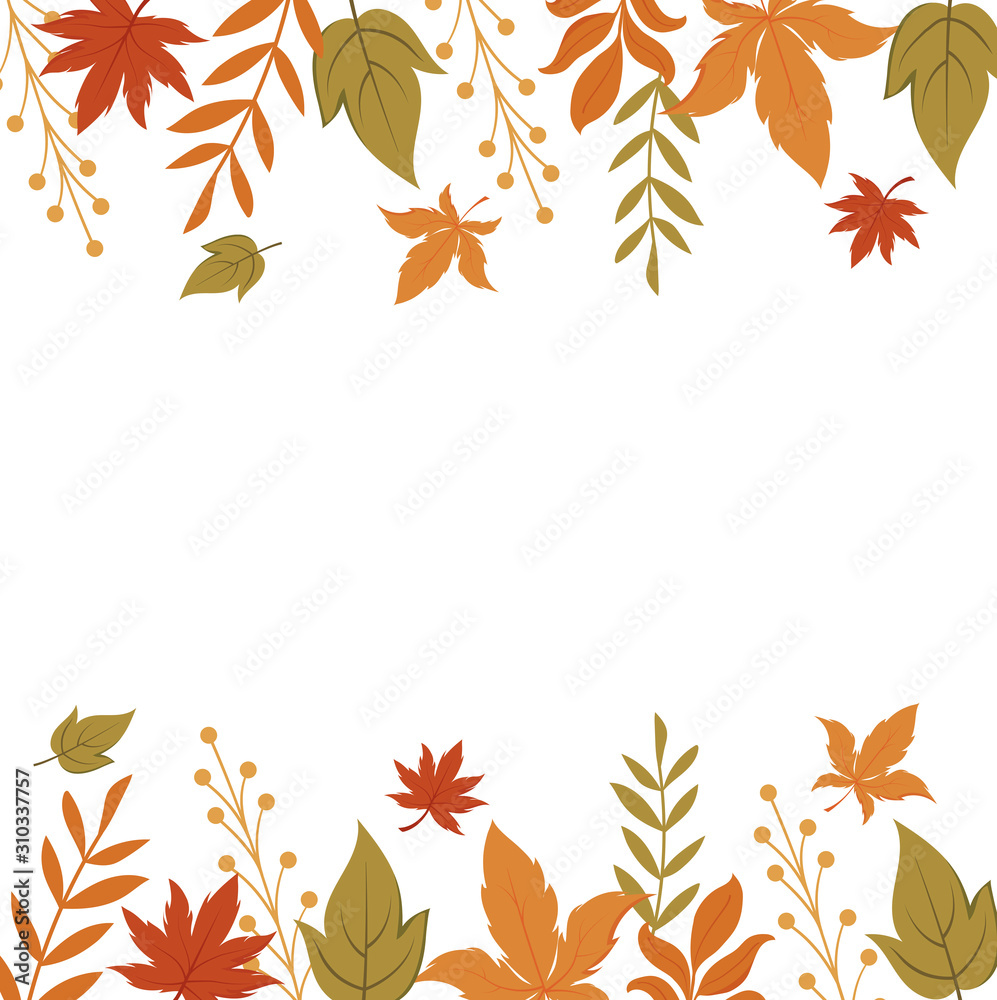 Isolated frame of autumn leaves vector design Isolated frame of autumn leaves vector design