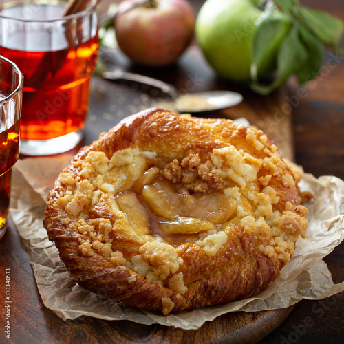 Apple danish pastry with cinnamon spiced tea, fall recipe