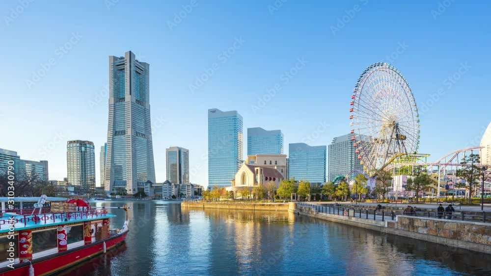 Yokohama cityscape with landmark buildings in Japan