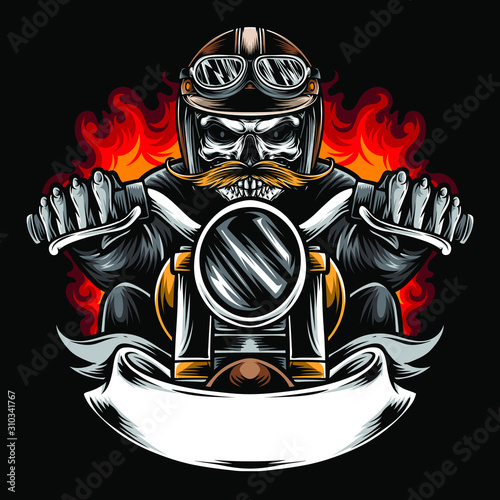 skull biker vector logo illustration