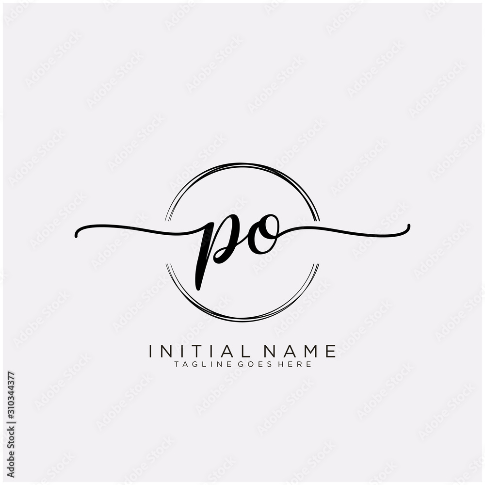 PO Initial handwriting logo with circle template vector. PO Initial handwriting logo with circle template vector.
