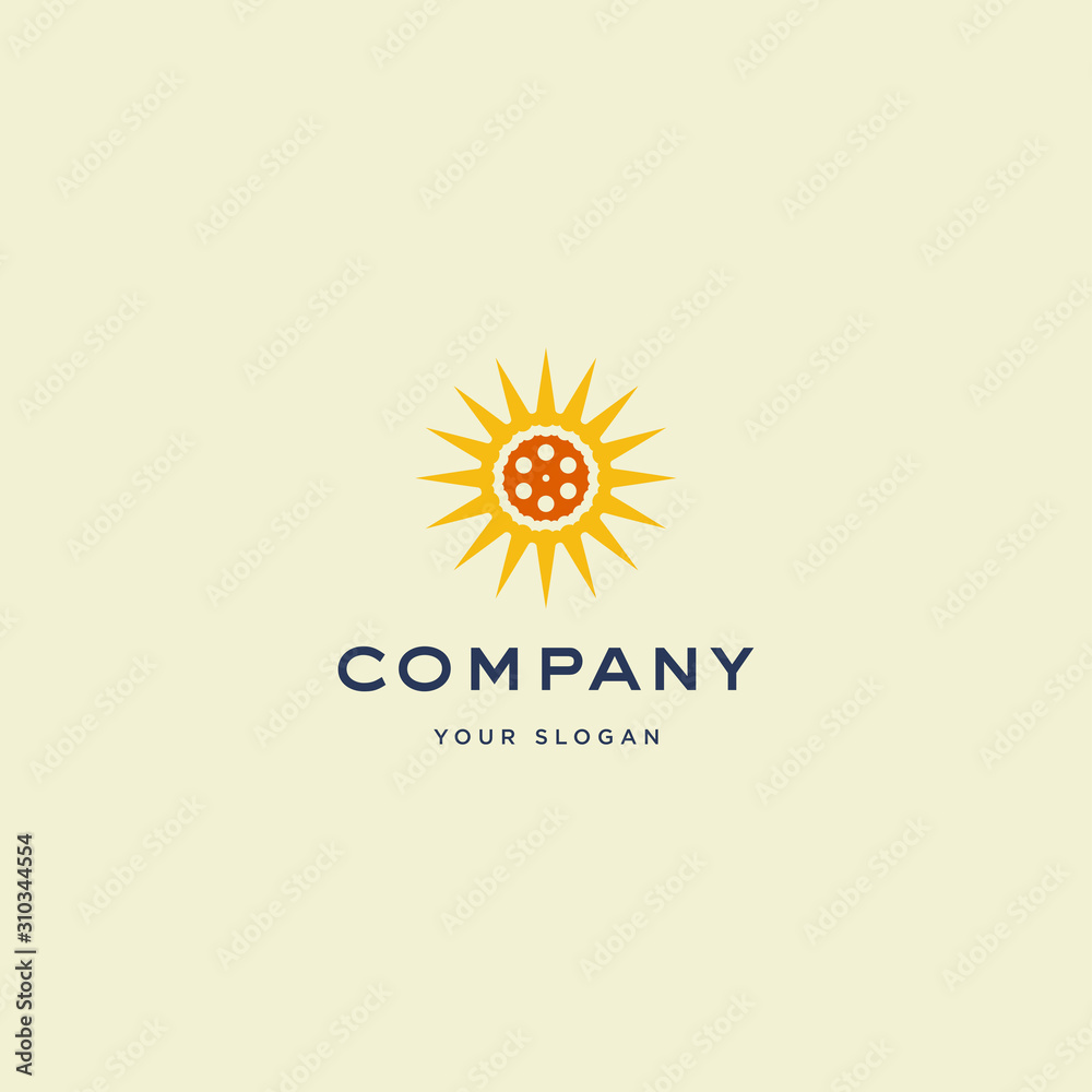 Fototapeta premium Sun film logo vector icon illustration