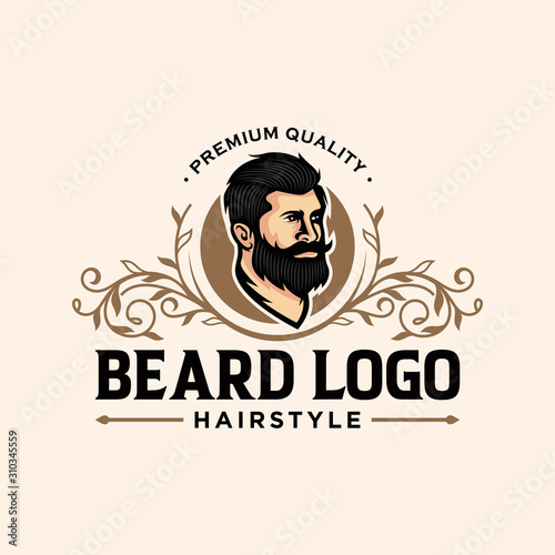 Barber shop vintage design logo template