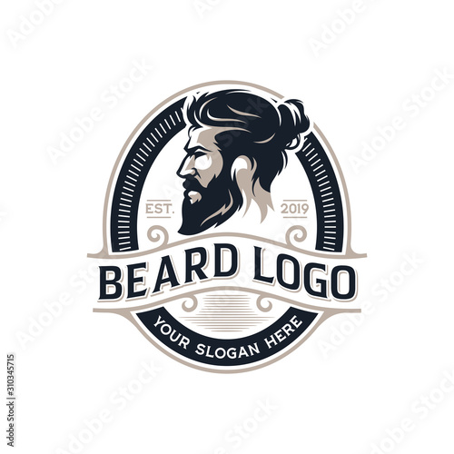 Barber shop vintage design logo template