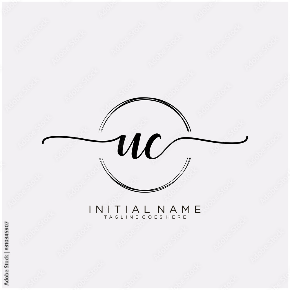UC Initial handwriting logo with circle template vector. UC Initial handwriting logo with circle template vector.
