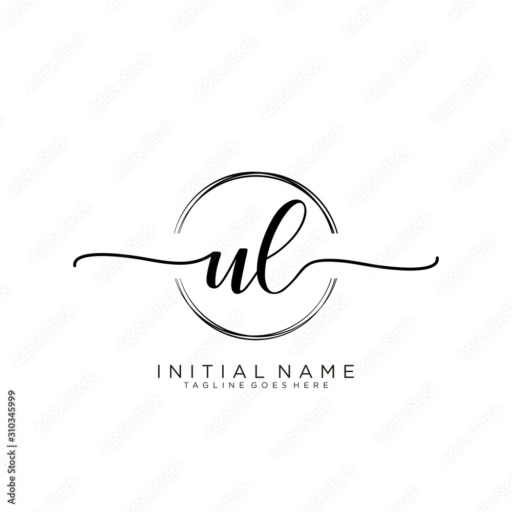 UL Initial handwriting logo with circle template vector. UL Initial handwriting logo with circle template vector.