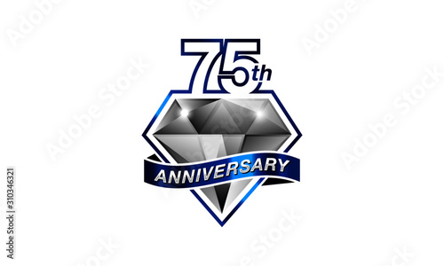 diamond anniversary 75 years logo template vector