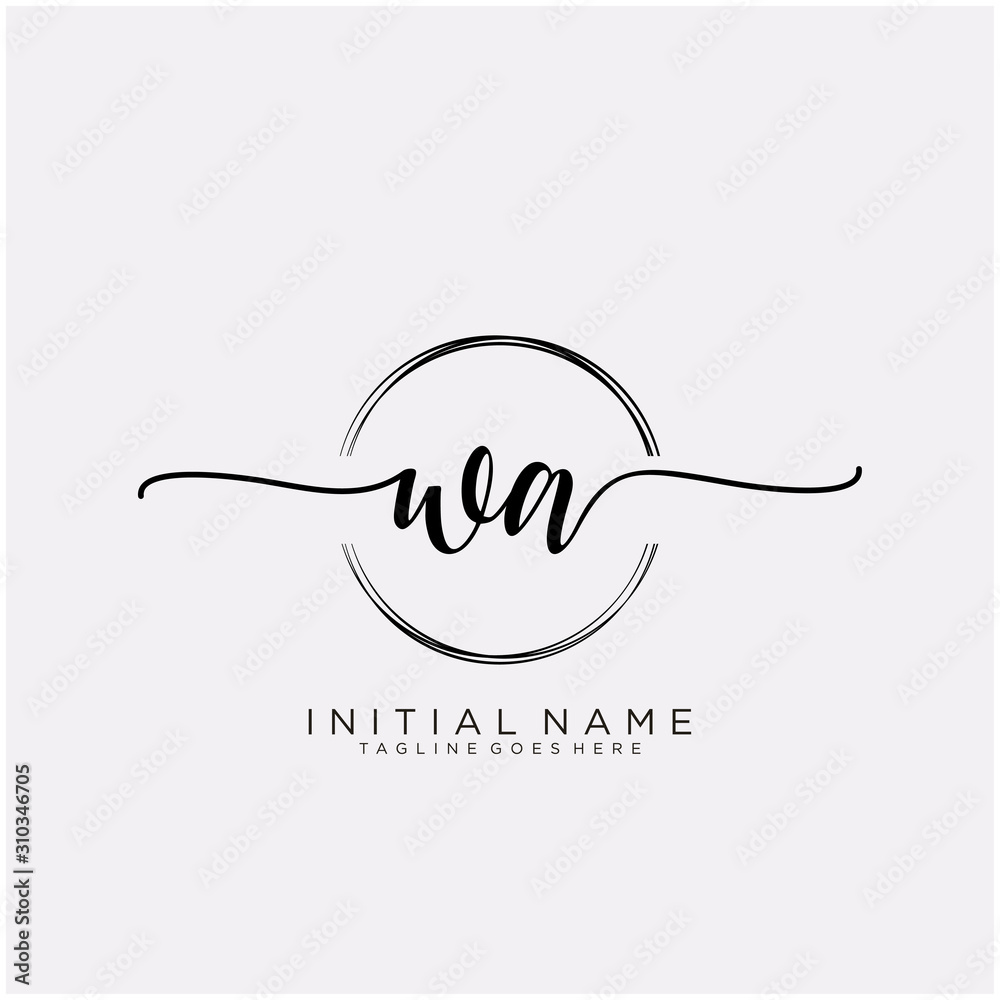 WA Initial handwriting logo with circle template vector. WA Initial handwriting logo with circle template vector.