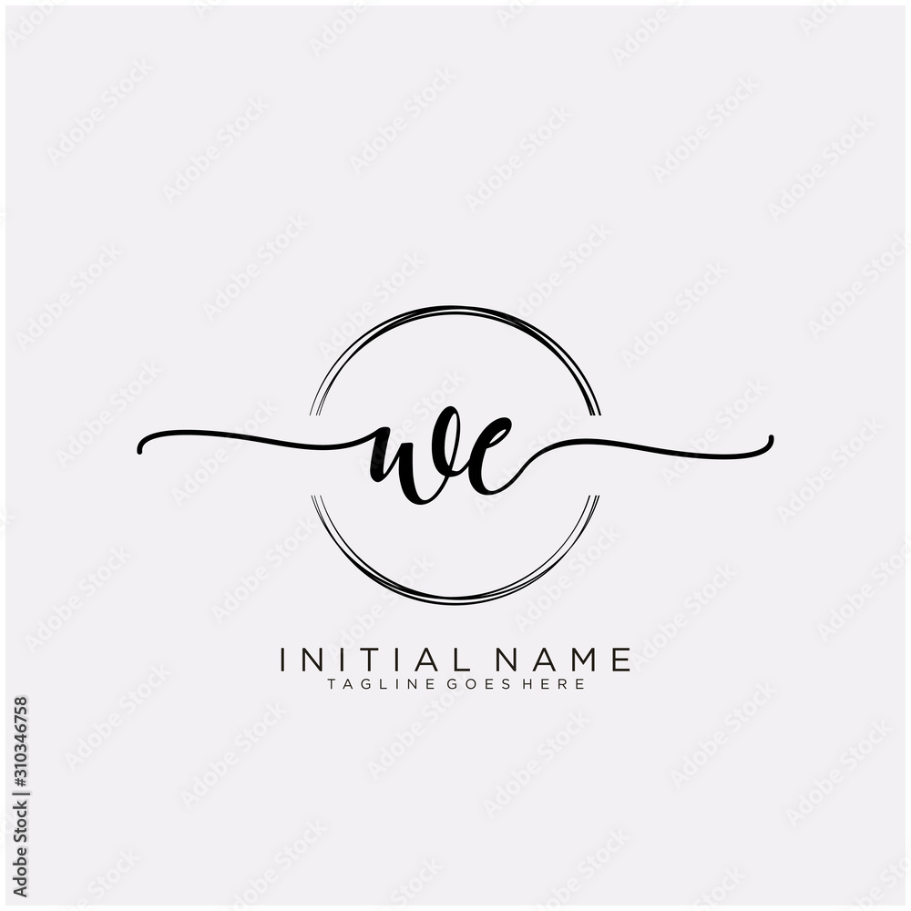 WE Initial handwriting logo with circle template vector. WE Initial handwriting logo with circle template vector.