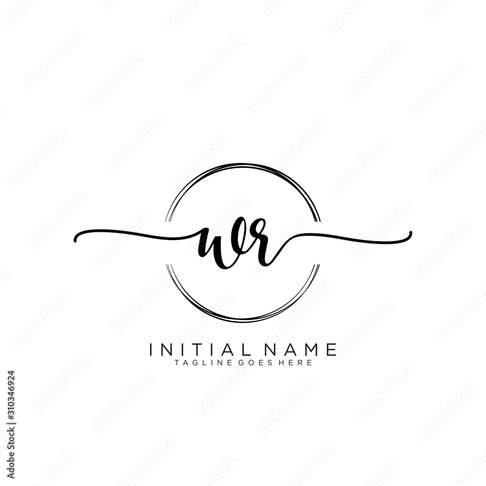 WR Initial handwriting logo with circle template vector. WR Initial handwriting logo with circle template vector.