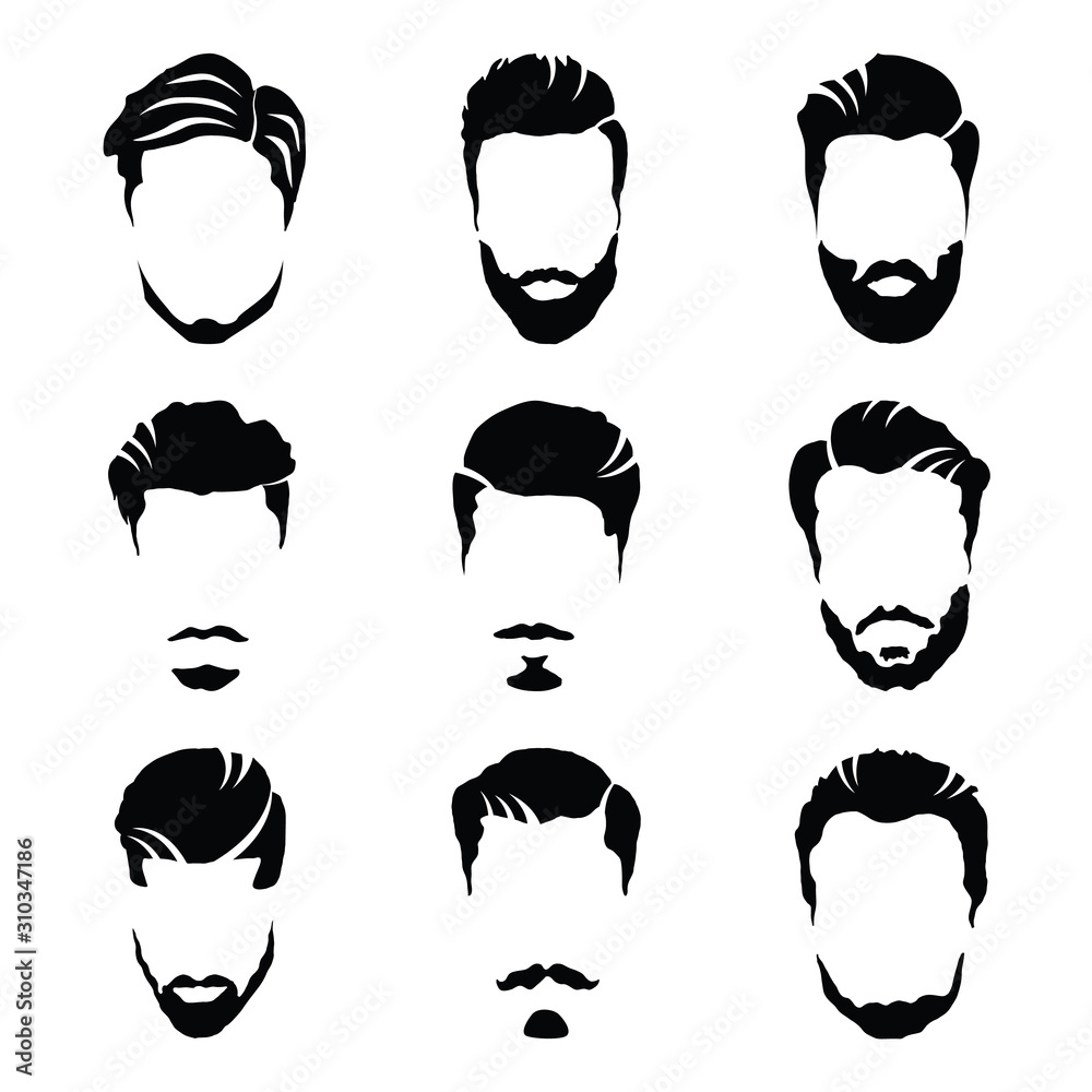 Men's Beard and Hair style Icon set for barber and hair cut logo and men  fashion style - Vector. Stock Vector | Adobe Stock