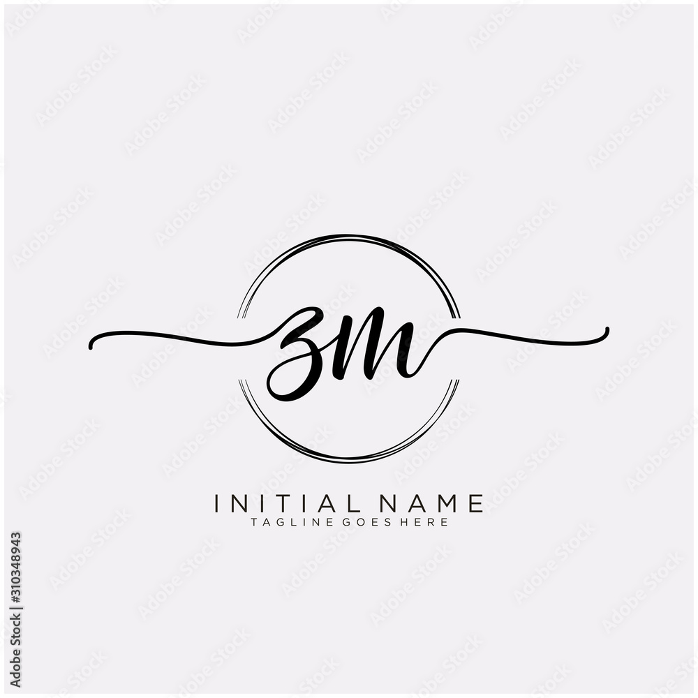 ZM Initial handwriting logo with circle template vector. ZM Initial handwriting logo with circle template vector.