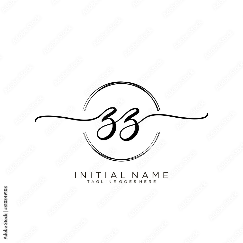 ZZ Initial handwriting logo with circle template vector. ZZ Initial handwriting logo with circle template vector.