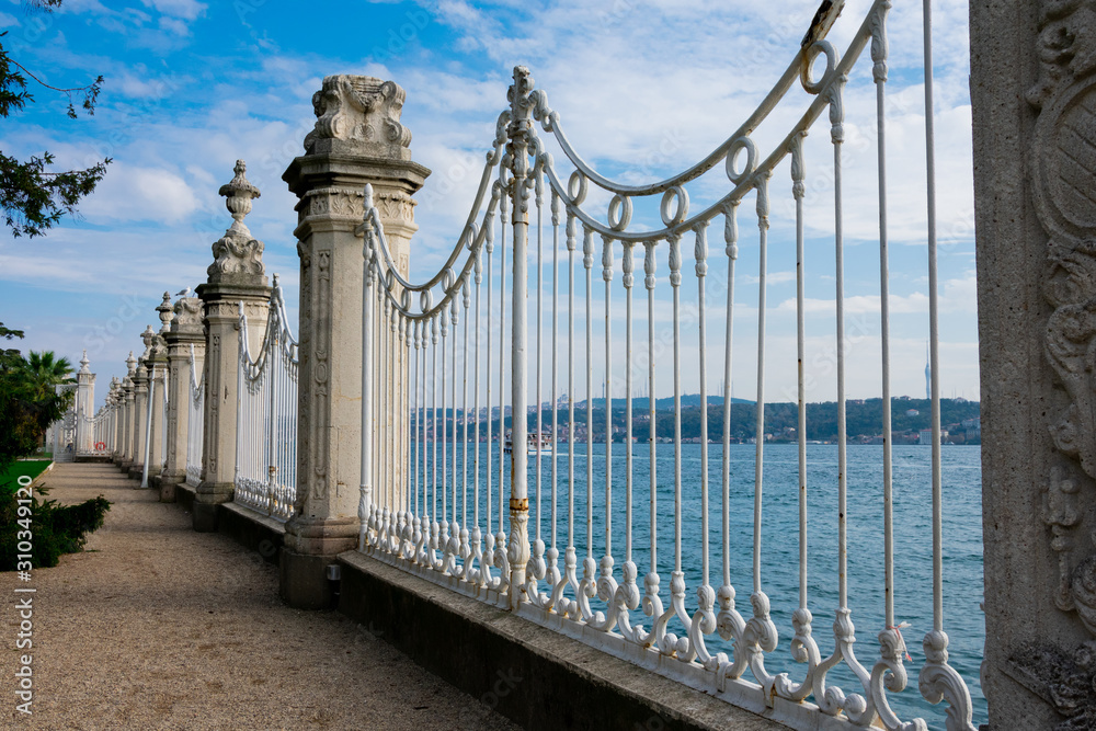 Fototapeta premium View of the Bosphorus strait from Dolmabahce Palace gardens. Istanbul, Turkey