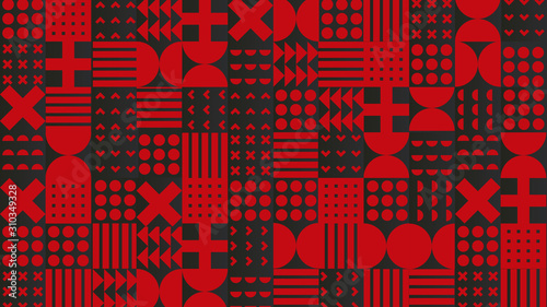 Red Black Memphis Background. Rough Egypt Style. Rock n roll