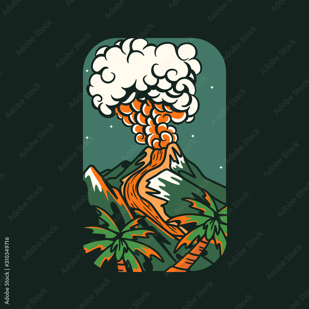 vector illustration of an eruption volcano vector illustration of an eruption volcano