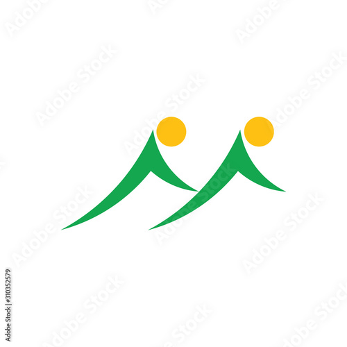 mountain twin sun symbol logo vector