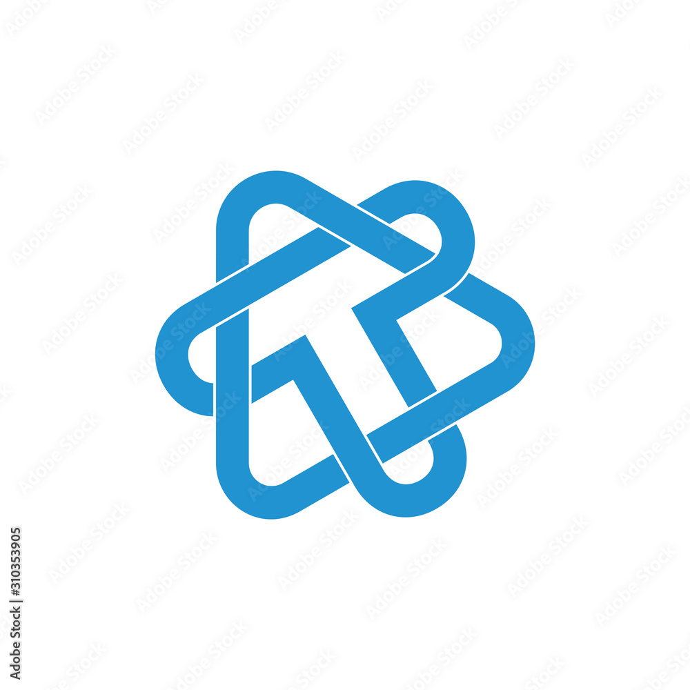 letter t triangle linked overlap logo vector letter t triangle linked overlap logo vector