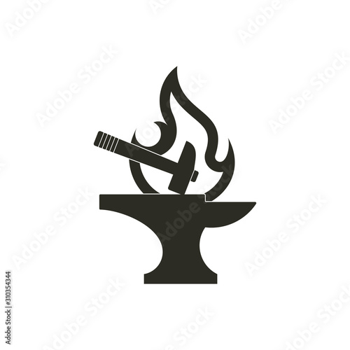 flat flame line blacksmith symbol logo vector
