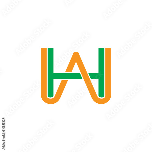letter hw linked colorful logo vector