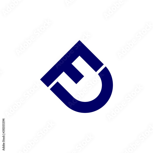 letter fu simple geometric logo vector