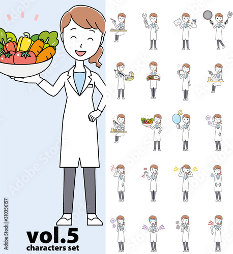 Set of various poses of female doctor wearing a white coat vol.5
