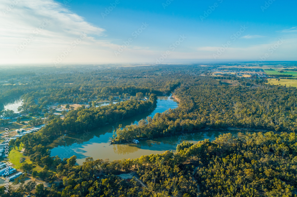 Murray River at sunset - aerial landscape