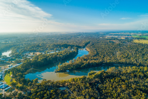 Murray River at sunset - aerial landscape