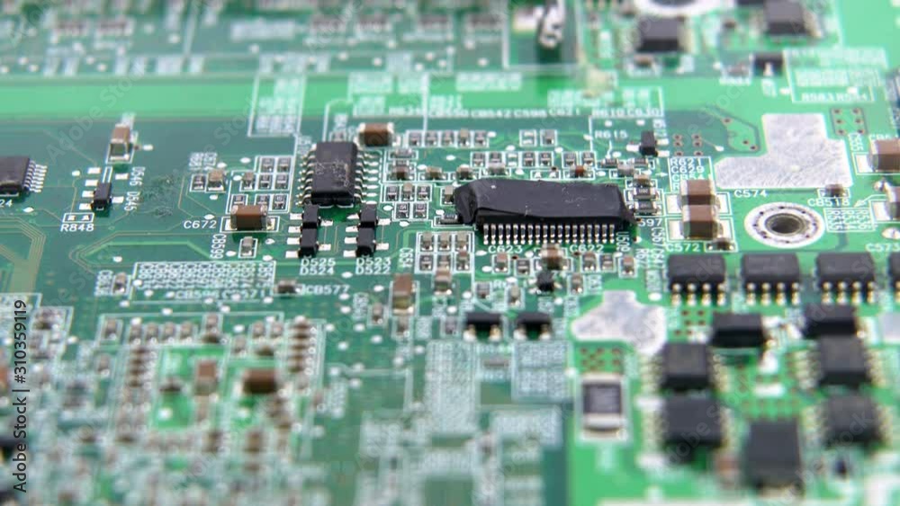 Macro Computer Motherboard Circuit Slider Shot, Close Up Macro Computer Motherboard Circuit Slider Shot, Close Up