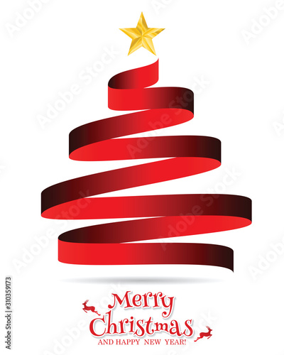 Christmas tree made from ribbon illustrator vector eps 10.