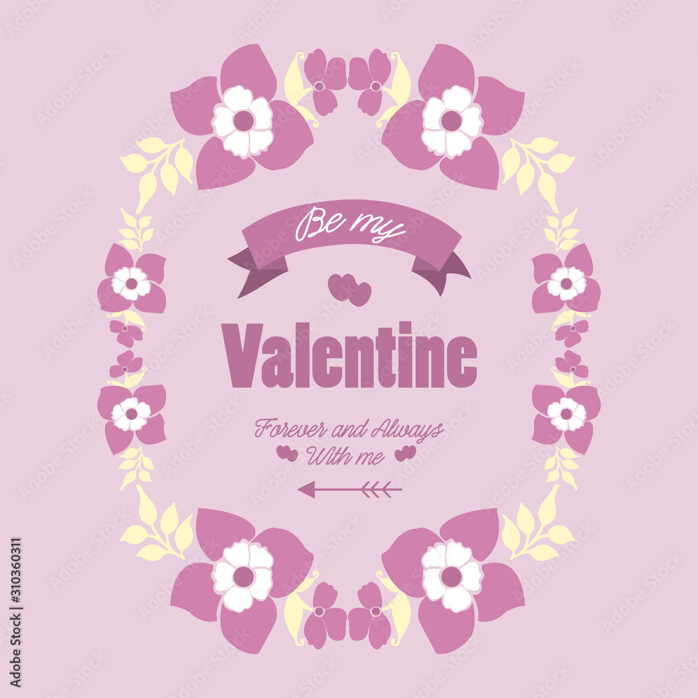 Beauty of pink floral frame, for invitation card decor happy valentine. Vector