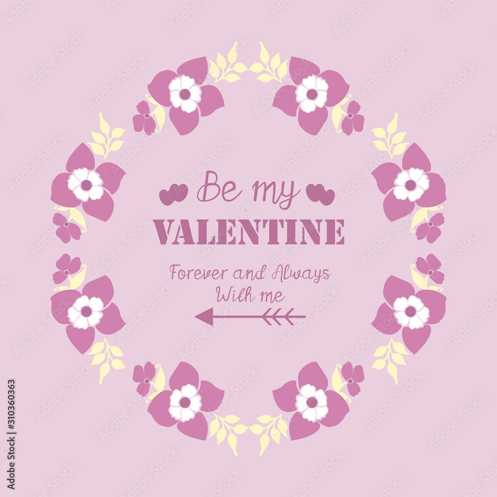 Beauty of pink floral frame, for invitation card decor happy valentine. Vector