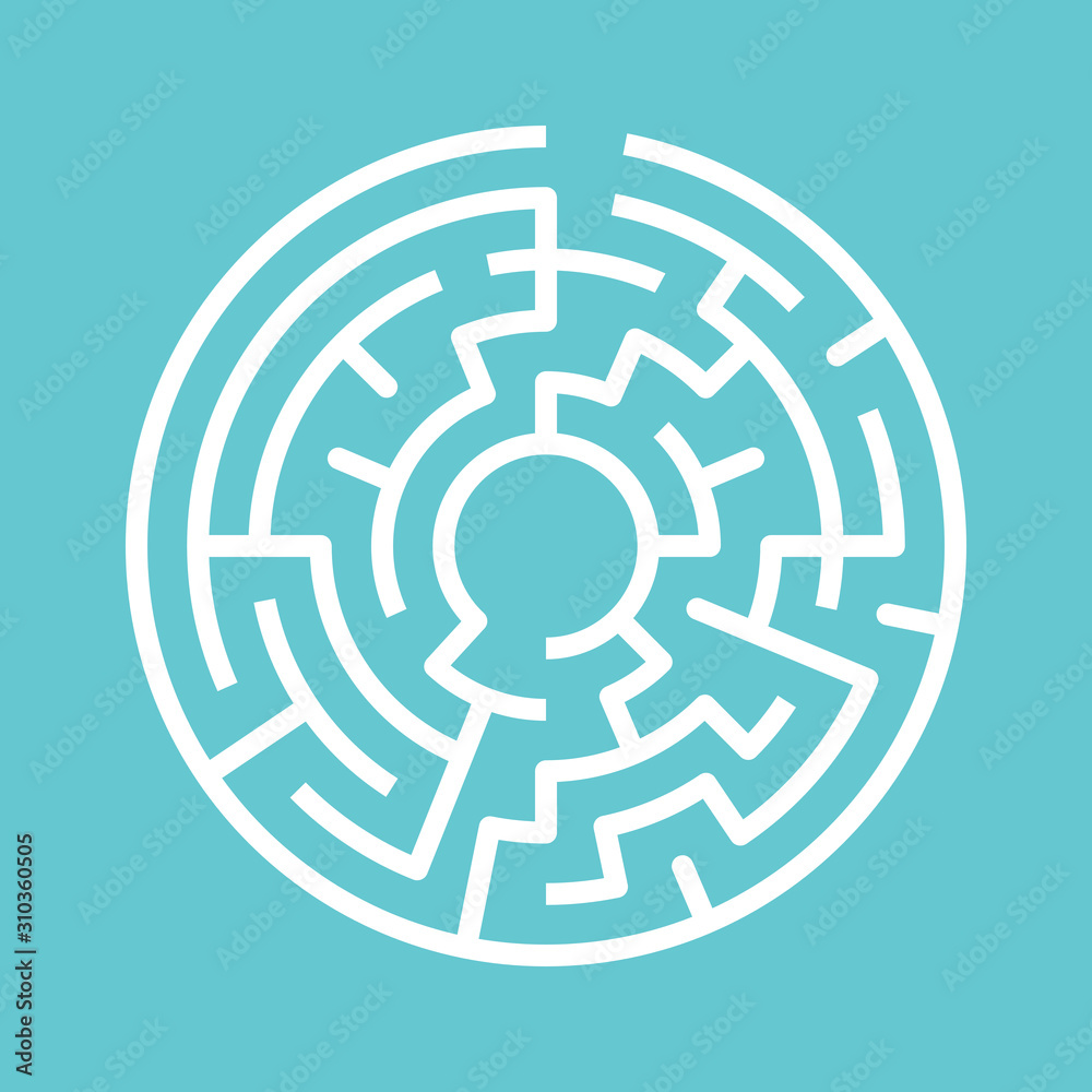 Circular maze, turquoise blue