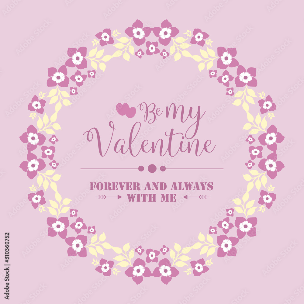 Elegant card happy valentine, with pink and white floral frame unique. Vector Elegant card happy valentine, with pink and white floral frame unique. Vector