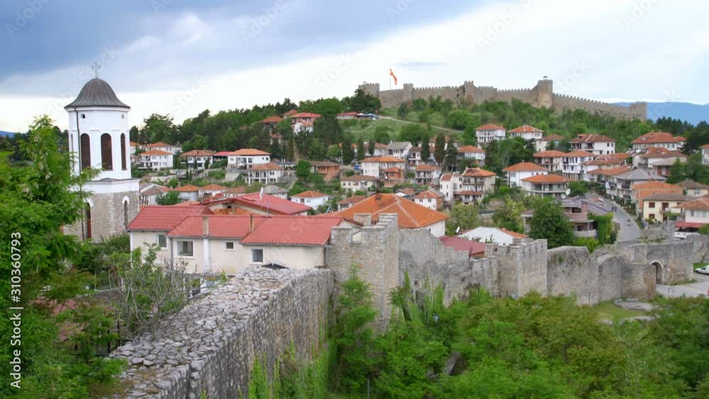 Samuel's Fortress, ancient historical cityscape Ohrid that on hill, Macedonia Samuel's Fortress, ancient historical cityscape Ohrid that on hill, Macedonia