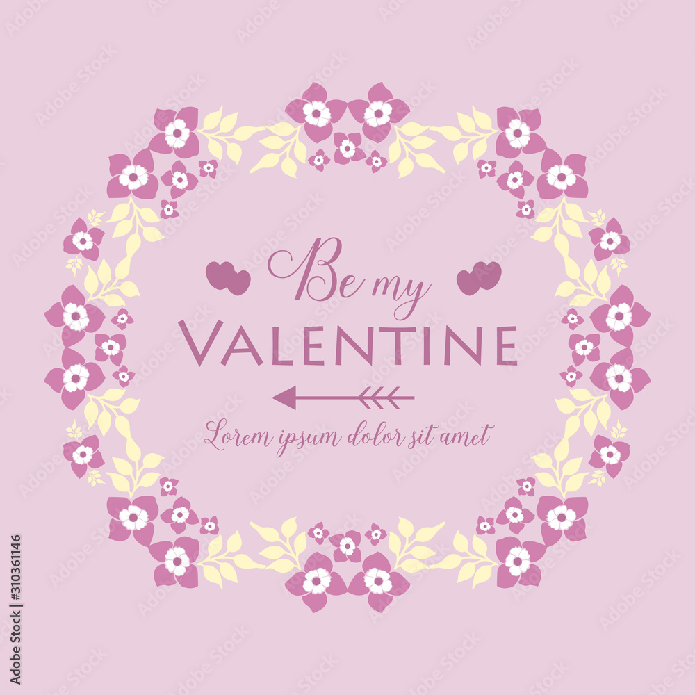 Beautiful floral frame wallpaper, for greeting card happy valentine. Vector