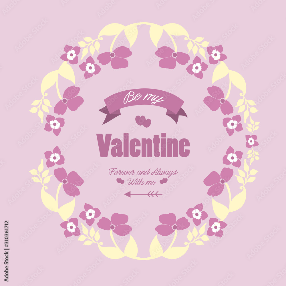 Various shape beautiful pink and white floral frame, for decoration of invitation card happy valentine. Vector