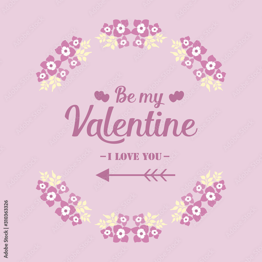 Card design element happy valentine with texture seamless of pink and white floral frame. Vector