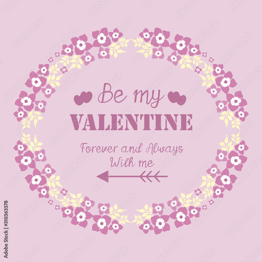 Card design element happy valentine with texture seamless of pink and white floral frame. Vector