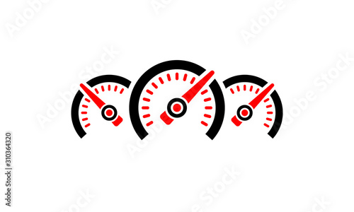 Car dashboard speedometer vector icon on white background.