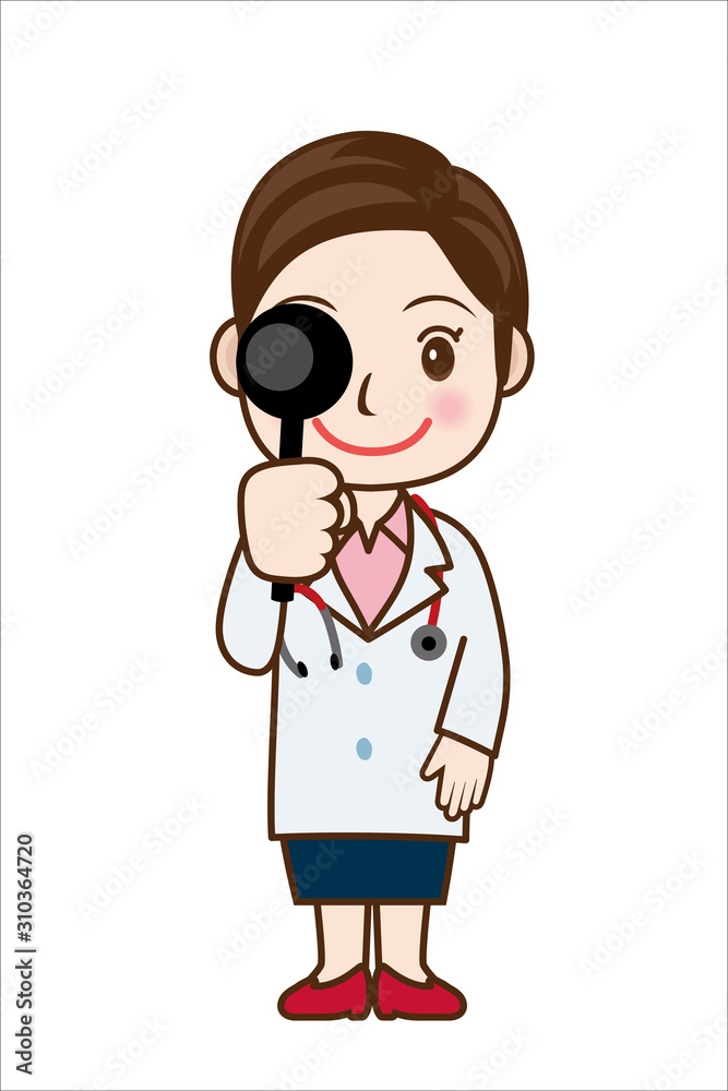 視力検査をする女性医師のイラスト 片目を隠すポーズ 全身 Illustration Of Doctor Stock Vector Adobe Stock