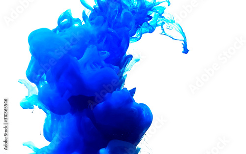 Watercolor ink in water. Blue fantastic abstract background. Cool trending screensaver.