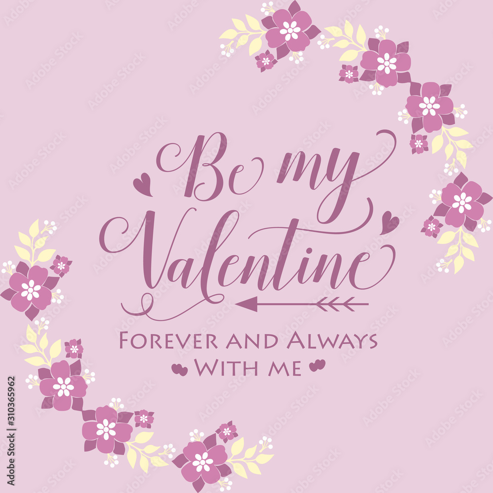 Decorative of frame with leaf white and pink floral of elegant, for poster design happy valentine. Vector