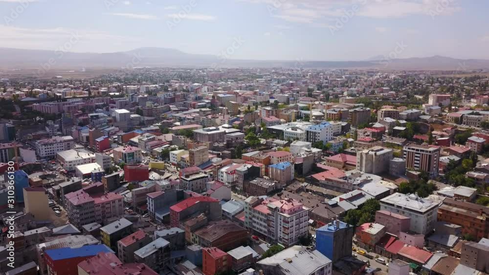 Bird's eye view to downtown the city of Kars, Turkey Bird's eye view to downtown the city of Kars, Turkey