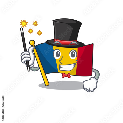 Mascot of flag chad Scroll performance as a Magician style